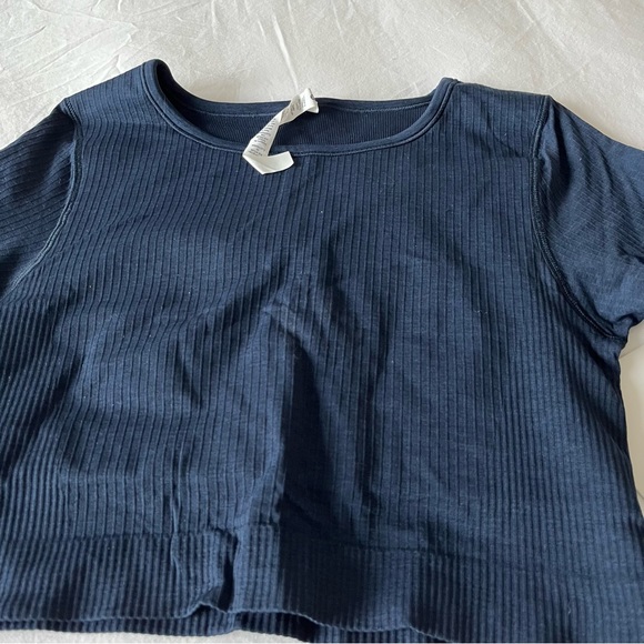 Lululemon Ebb to Street Long Sleeve True Navy Ribbed cropped size 10 NWT sports - Picture 4 of 16